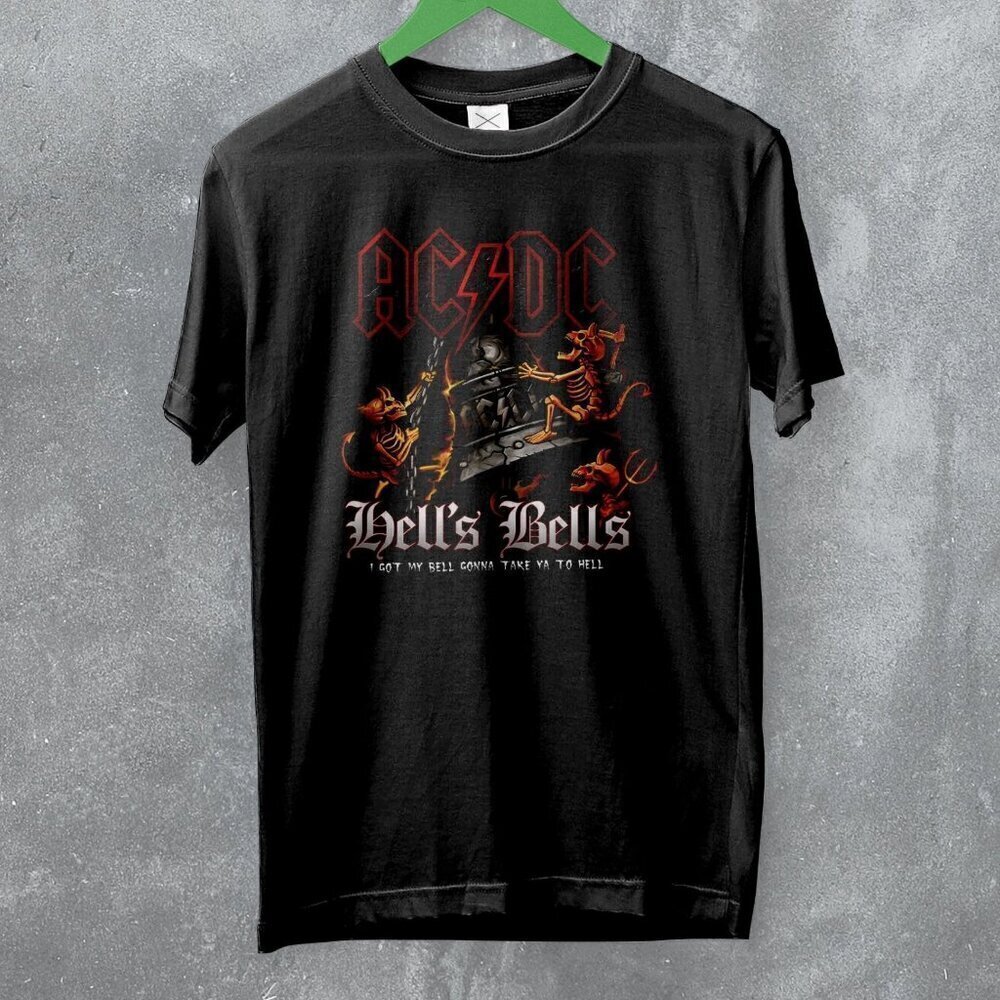 ACDC Hells Bells Devil Heavy Metal Rock Band Music Album T-Shirt .